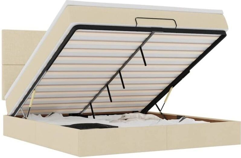 Vidaxl - Ottoman-Bett mit Matratze & LEDs Creme 160x200 cm Stoff