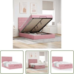 VidaXL Ottoman-Bett mit Matratzen Rosa 140x200 cm Samt