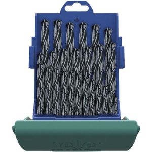 Heller Tools 18371 0 HSS Metall-Spiralbohrer-Set 25teilig rollgewalzt DIN 338 Zylinderschaft 1 Set