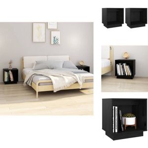 Nachttische 2 Stk. Schwarz 40x30x40 cm Massivholz Kiefer - Nachttisch - Massivholzmöbel - Kiefernholz - Schwarzer Nachttisch - Wohnzimmer Dekoration