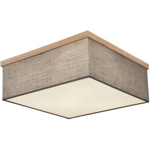 Deckenleuchte ossi mit Stoff Lampenschirm und Holzoptik, 40x40cm