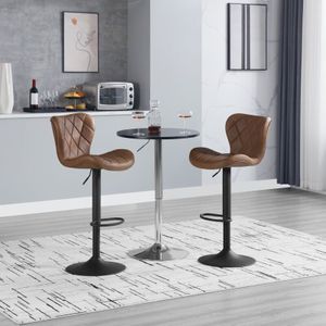 Barhocker 2er Set, Barstuhl höhenverstellbar, Bistrohocker ergonomisch, mit Rückenlehne Fußstütze, Drehhocker 360°, Kunstleder Metallgestell, für Bar