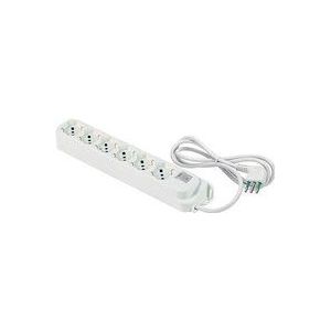 FME - Mehrfachsteckdose 6 Steckdosen Schuko 2P+T 16A Kabel 1,5m Stecker Italienisch Std. 2P+T 10A mit Schalter Linea Retail Fanton 474304