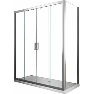 6mm Duschkabine h 190 Feststehende Wand und 4-türige Tür mit zentraler Öffnung Maß 87,5-90 Feststehende Wand + Tür 193-198