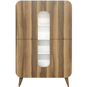 Dmora - Kommode Dgaudenz, Wohnzimmerbuffet, Wohnzimmer-Sideboard, Moderne Küchen-Speisekammer, 93x32h144 cm, Walnuss und Weiß