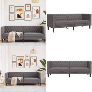 Vidaxl - Chesterfield-Sofa 3-Sitzer Grau Kunstleder