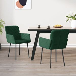 Vidaxl - Esszimmerstühle 2 Stk. Küchenstuhl Dunkelgrün Samt