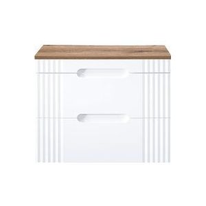 Lomadox - 80cm Waschtischunterschrank FAIRFIELD-56 in weiß mit Eiche Nb., b/h/t ca. 80,4/64,5/46 cm