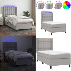 Vidaxl - Boxspringbett mit Matratze & led Hellgrau 90x190 cm Stoff - Boxspringbett - Betten - Schlafräume - Doppelbett - Einzelbett - Home & Living