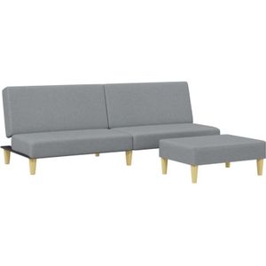 Vidaxl - Schlafsofa 2-Sitzer mit Fußhocker Hellgrau Stoff