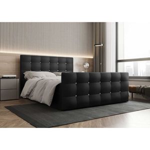 Polsterbett Fratessa 140x200 cm Bettkasten Boxspringbett mit Matratze MA1100 Eco-Leder Schwarz - Furnix