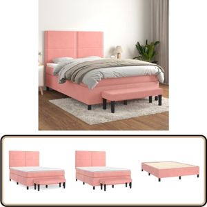Vidaxl - Boxspringbett mit Matratze Rosa 140x200 cm Samt - Samtbett - Boxspringbett - Doppelbett - Rosa Bett - Schlafzimmermöbel