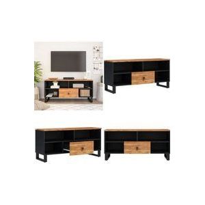 TV-Schrank 100x33x46 cm Massivholz Akazie & Holzwerkstoff - tv Schrank - Holz Sideboard - Wohnzimmerschrank - Akasienholzmöbel - Regal - Home & Living