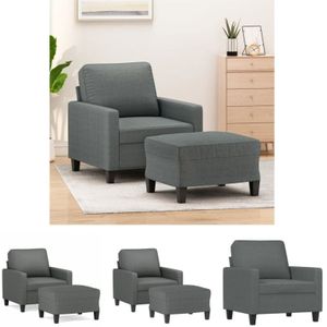 The Living Store - Sessel mit Hocker Dunkelgrau 60 cm Stoff - Sofas - Grau