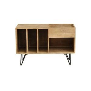 Sideboard für Schallplatten aus Mangoholz und Metall b 90 cm boogie