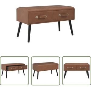 The Living Store - Couchtisch Dunkelbraun 80x40x46 cm Kunstleder - Couchtisch - Holztisch - Wohnzimmertisch - Nighstand - Beistelltisch
