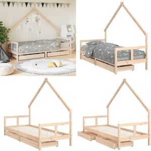 Vidaxl - Kinderbett mit Schubladen 80x200 cm Massivholz Kiefer - Holz Kinderbett - Kiefernholz Kinderbett - Hausförmiges Kinderbett - Kinderbett Mit