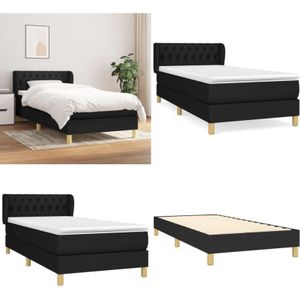 Vidaxl - Boxspringbett mit Matratze Schwarz 100x200 cm Stoff - Boxspringbett - Doppelbett - Schlafraum - Bettgestell - Massivholzbette - Home & Living