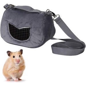 ZVD - Small Pet Carrier Bag, Gray Flannel Portable Breathable Hamster Pet Carrier Outgoing Bag for Small Pet Animals(S)