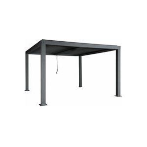HHG - Pergola 272, Gartenpavillon Lamellen-Pavillon, 10cm-Aluminium-Gestell, Regenrinne sturmfest, 3x4m anthrazit