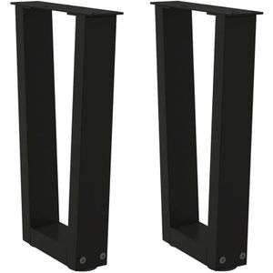 Esstisch Beine V-Form 2 Stück Schwarz 28x(42-43,3) cm Stahl
