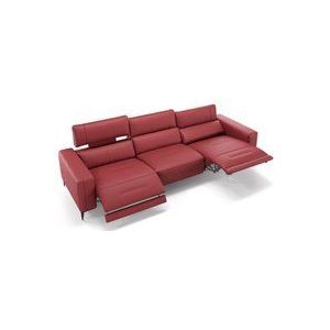 Sofanella - Leder 3-Sitzer xxl teramo Rot s: 240 Breite x 101 Tiefe Füße: Schwarz - Rot