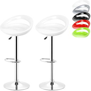 Haloyo - 2er-Set Design-Barhocker aus ABS-Kunststoff, Hochstühle mit Rückenlehne und Fußstütze, 360° drehbar, höhenverstellbar, Chrombein,Weiss