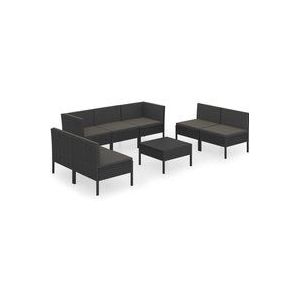 Vidaxl - 8-tlg. Garten-Lounge-Set mit Auflagen Poly Rattan Schwarz