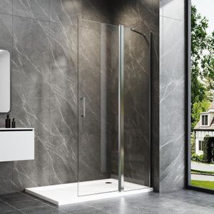 Walk-in Glas Duschwand 75x185cm Schwingtür Duschabtrennung, Walk in Duschkabine Pendeltür Duschtrennwand Dusche aus 5mm nano ESG-Sicherheitsglas,