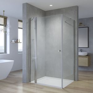 Eckdusche Duschkabine Eckeinstieg Duschtür an Festteil mit Seitenwand Eckregale Drehtür Pendeltür Schwingtür mit Festem Seitenteil Sicherheitsglas 5