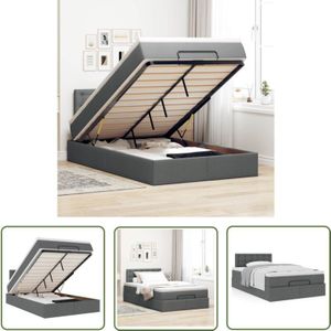 VidaXL Ottoman-Bett mit Matratze Dunkelgrau 120x200 cm Stoff