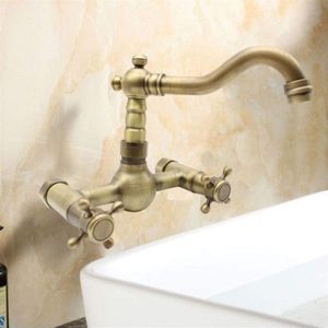 Crediri Wandmontage Dusche Waschbecken Wasserhahn Badezimmer Retro Antik Messing Landhaus Elegantes Flair Waschtischarmatur Mischbatterie