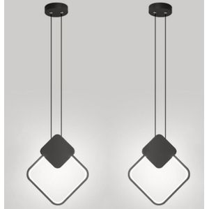 Wottes - Modern Pendelleuchte Rund Ring Metall Hängelampe Höhenverstellbare Deckenleuchte Kaltweiß Licht Schwarz 2 Stücke