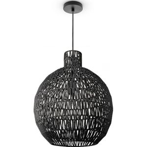 Paco Home - Pendelleuchte Wohnzimmer Boho Korbleuchten Pendellampe Rattan Hängeleuchte Schwarz (Ø45 cm), Pendelleuchte - Typ 8