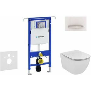 Duofix - Installationselement für Wand-WC mit Betätigungsplatte SIGMA50, Alpinweiß + Ideal Standard Tesi - wc und wc Sitz, Aquablade, SoftClose