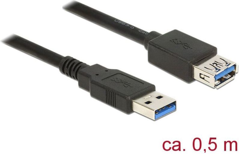 USB-Kabel usb 3.2 Gen1 (usb 3.0 / usb 3.1 Gen1) usb-a Stecker, usb-a Buchse 0.50 m Schwarz ve - Delock