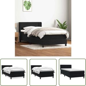 VidaXL Boxspringbett mit Matratze Schwarz 90x210 cm Samt