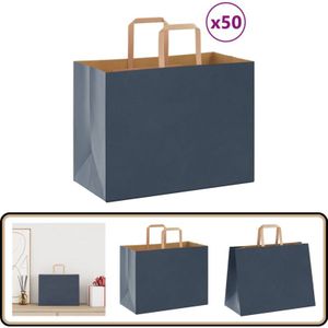 Papiertragetaschen 50 Stk. mit Henkeln Blau 32x17x25 cm - Vidaxl