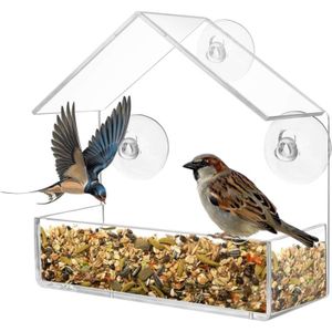 Transparent Fenster Futterhaus für Vögel, Vogelhaus Fensterscheibe mit Saugnäpfen, Futterspender für Wildvögel Bird Feeder Vogelfutterhaus mit