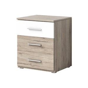 Schlafzimmer Nachtschrank BIRMINGHAM-83 in Sanremo Eiche hell Nb. mit weiß, b/h/t: ca. 46/56/41 cm