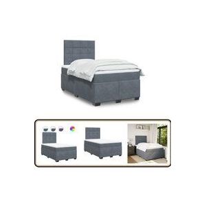 Vidaxl - Boxspringbett mit Matratze Dunkelgrau 120x190 cm Samt - Boxspringbett - Doppelbett - Samtbett - Liegekomfort - led Beleuchtung