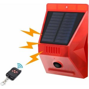 SNQ - Solar-Blitzlicht mit Bewegungsmelder, Achort IP65, wasserdichter LED-Solar-Alarmmelder mit Fernbedienung, 129 dB Sound, wasserdichte