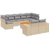 Vidaxl - 10-tlg. Garten-Sofagarnitur mit Kissen Beige Poly Rattan