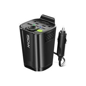 150 W Auto-Wechselrichter, 12 V DC auf 110 V AC, Kfz-Steckdosenadapter, Konverter mit 2 AC-Ausgängen, 18 W USB A und 30 W Dual PD Autoladegerät für