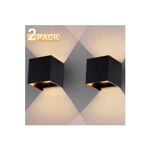 Swanew - led Wandleuchte Keller Wandlampe Winkelverstellbar Treppen Außen IP65 Badlampe 7W Schwarz Warmweiß 2 Stück