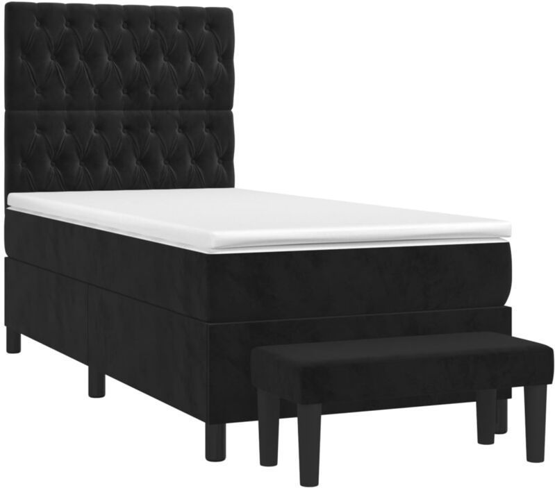 Vidaxl - Boxspringbett mit Matratze Schwarz 100x200 cm Samt