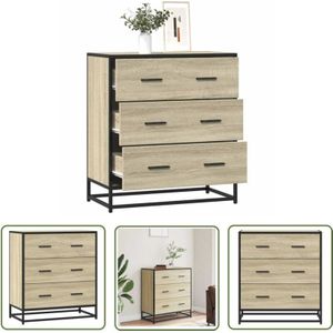 VidaXL Sideboard Sonoma-Eiche 68x35x76 cm Holzwerkstoff und Metall