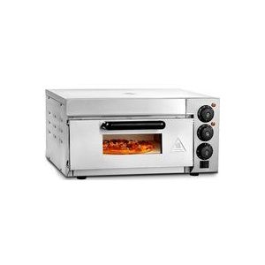 Mophorn - Kommerzieller Pizzaofen für die Arbeitsplatte, 14 Zoll, Einzeldeck, Edelstahl, mit Stein und Griff, vielseitig einsetzbar zum Backen im
