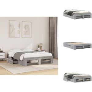 Bettgestell Grau Sonoma 140x190 cm Holzwerkstoff - Bettgestell - Bettgestelle - Bettrahmen - Bett
