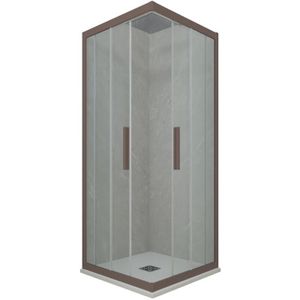 Forte - Eck-Duschkabine in pvc 80x80 Klarglas Chocolate Kolors